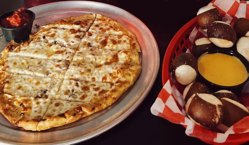 Aftermath pizza and pretzel bites