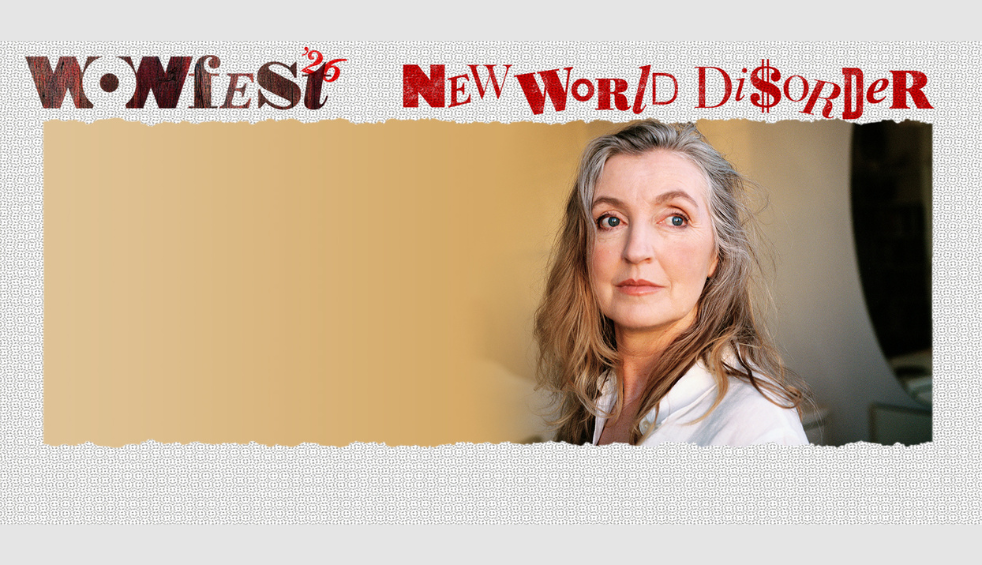 A headshot of a person looking away from the camera with a yellow background. It says 'Wowfest26 New World Disorder'