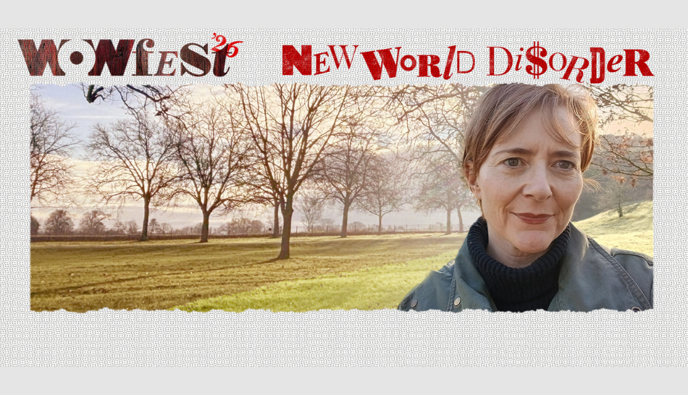 A person with a park scene behind them as a photograph. It says Wowfest26 New World Disorder at the top.