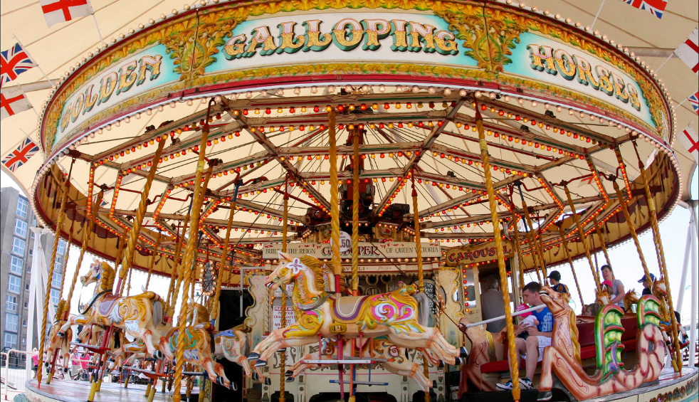 A carousel with horses on it.