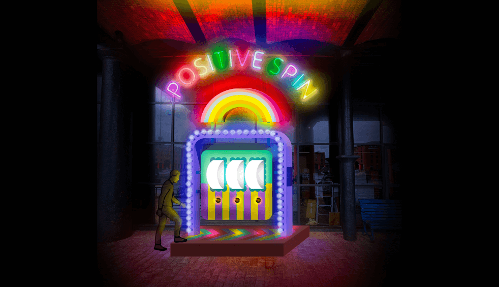 A CGI of artwork positive spin