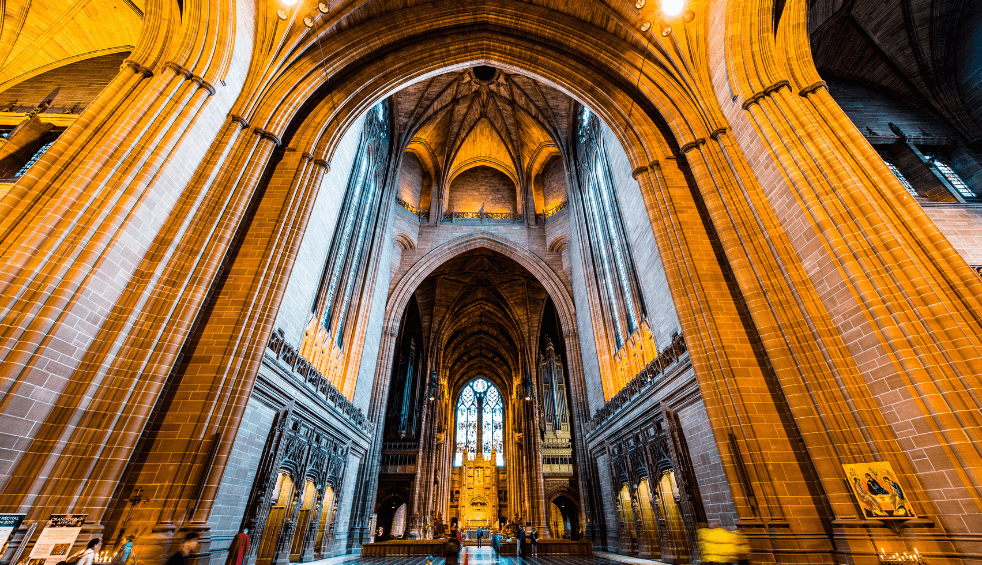 Inside Liverpool Cathedral .