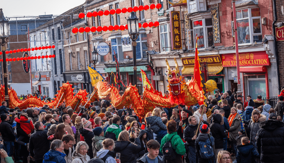 A parade of the dragon at the Lunar New Year Celebrations in Liverpool.