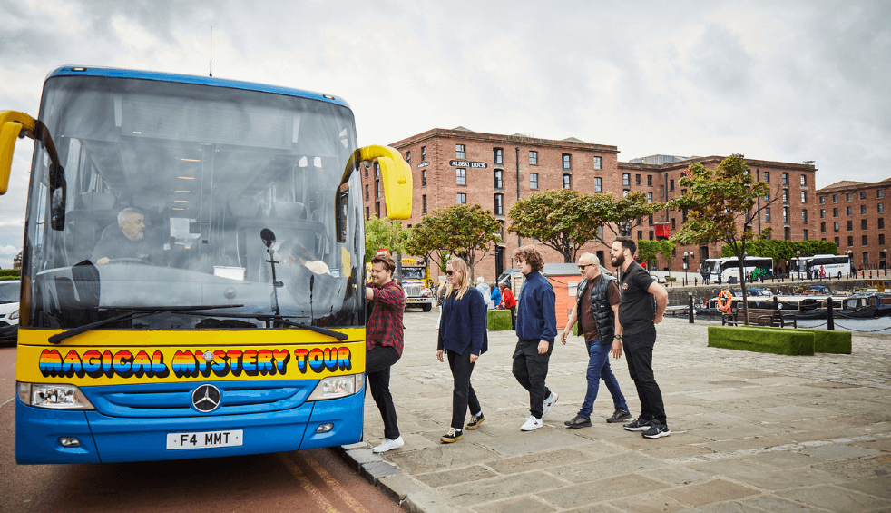 People getting on board the magical mystery tour