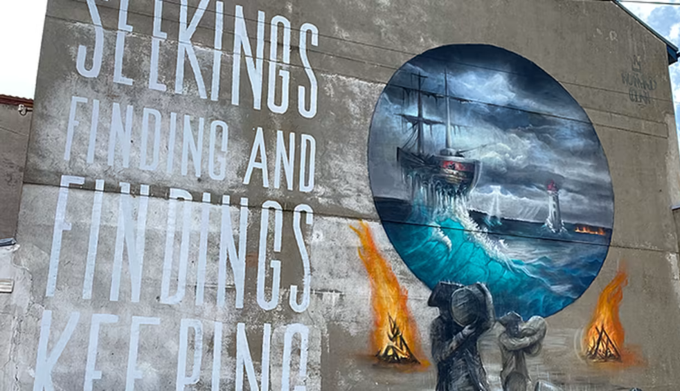 Street art in New Brighton showing a shipwreck