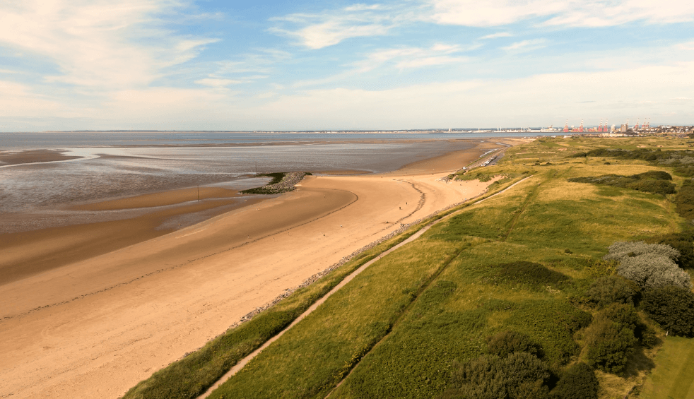 Drone image of Leasowe beach