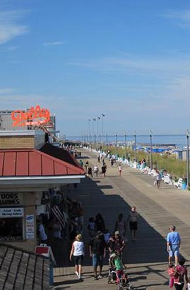 Rehoboth beach boardwalk during the day
