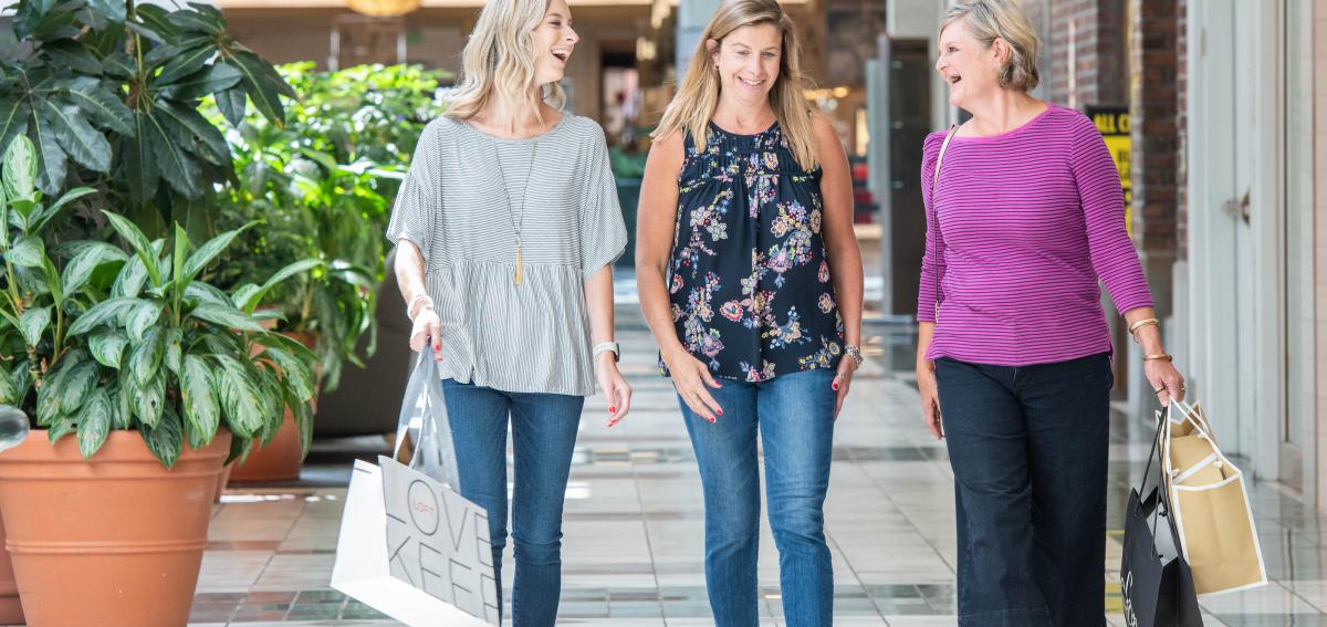 Ladies shopping at the mall