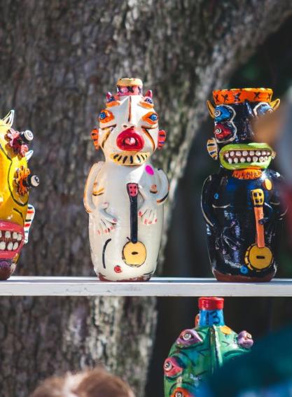 PHOTO: COURTESY OF THE TEXAS CLAY FESTIVAL  A colorful display of work from Carl Block at the 2019 Texas Clay Festival. Block will be one of eighty-two artists at this year's event.