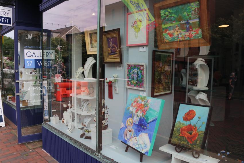 Gallery windows full of art