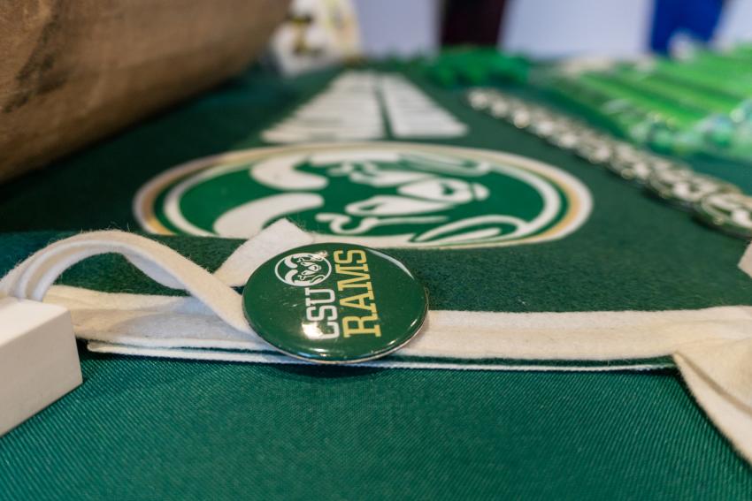 Photo of a button that says CSU Rams
