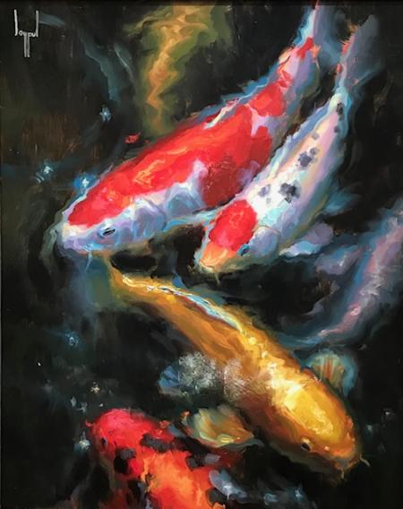 oil on canvas of Koi