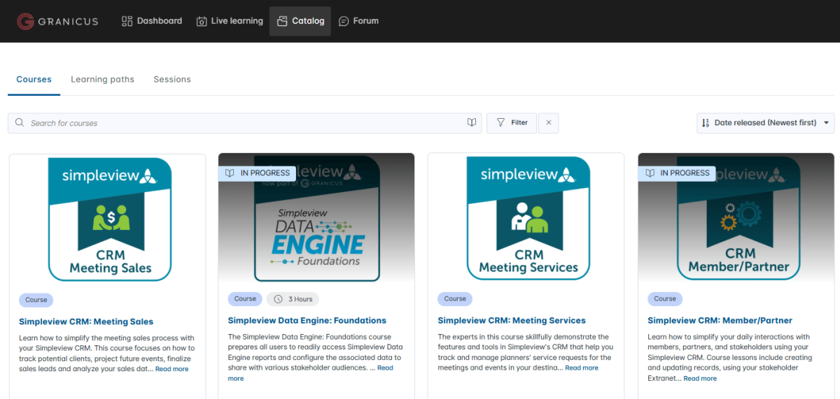A screenshot of the Simpleview Brainery homepage.