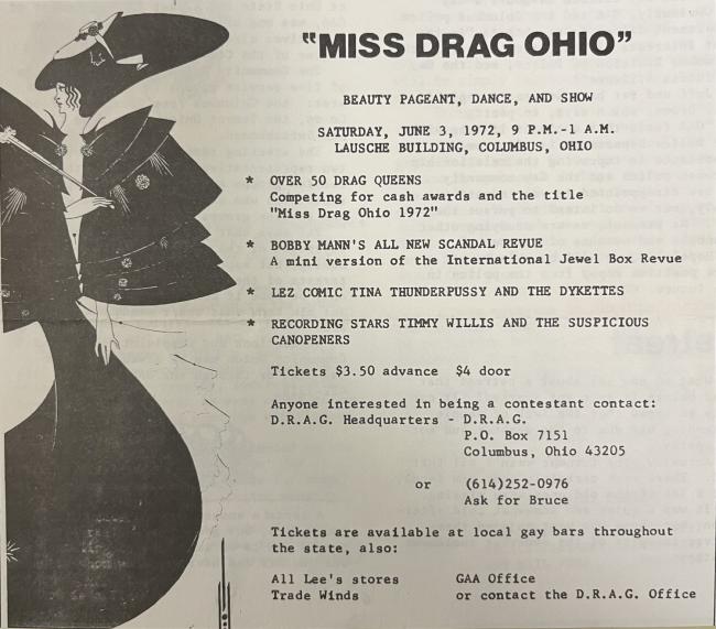 Miss Drag Ohio, 1972, Columbus Historical Society