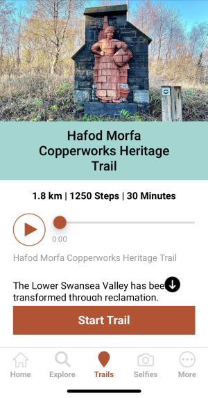 Screenshot of the Tawe Trails app