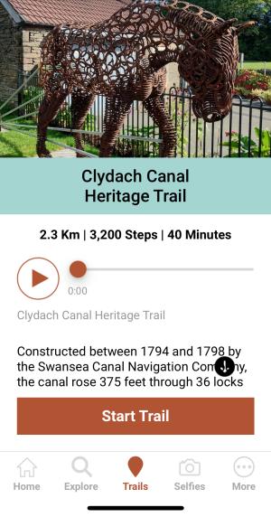 Screenshot of the Tawe Trails app.
