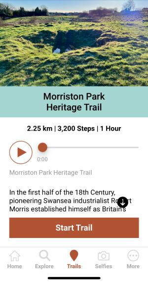 Screengrab of Tawe Trail app.