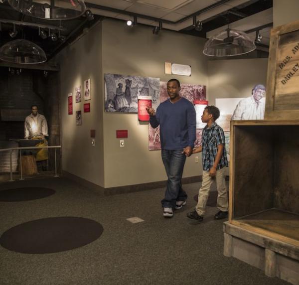 A father and son celebrate Black History month with a visit to the Banneker Douglass Museum.