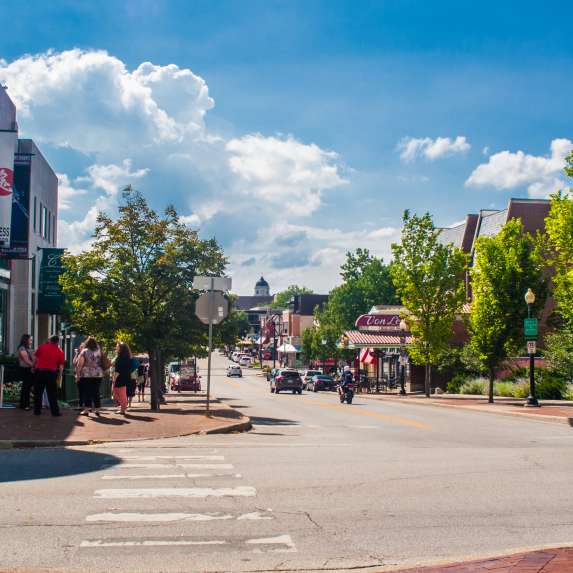 A lively Kirkwood Avenue on a sunny summer day
