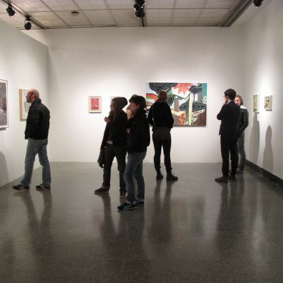 People Enjoying Art At Grunwald Gallery of Art In Bloomington, IN