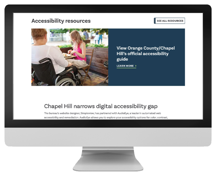 Visit Chapel Hill Accessibility Web Page on Desktop Computer | Simpleview Inc