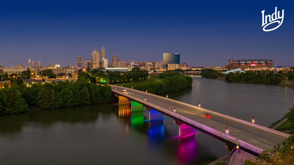 White River with Multi Colored Bridge