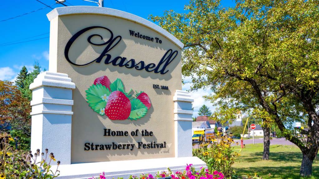 Chassell "Home of the Strawberry Festival" Sign