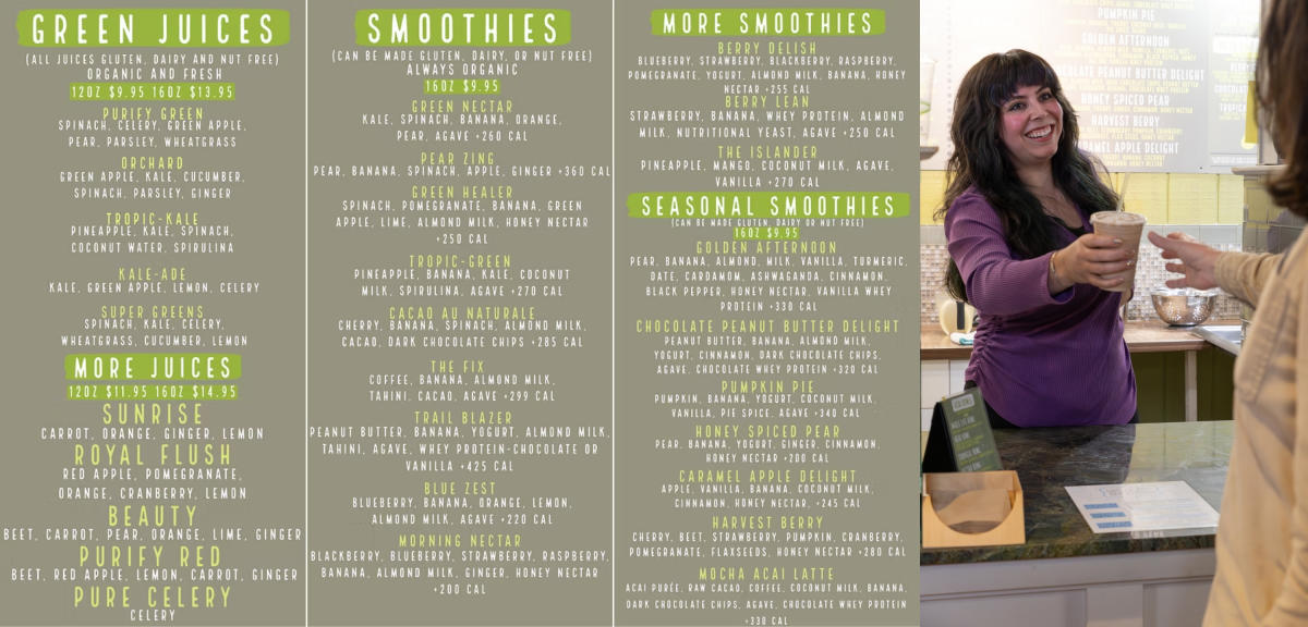 Nectar Juice Bar Menu