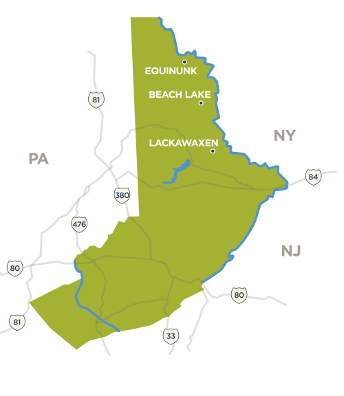 Map of the Pocono Mountains, visit the Upper Delaware River Region