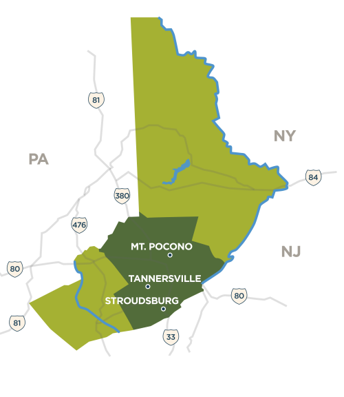 Map of the Pocono Mountains, visit the Mountain Region