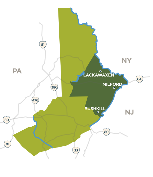 Map of the Pocono Mountains, visit the Delaware River Region