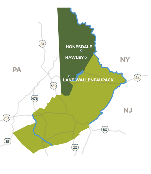 Map of the Pocono Mountains, visit the Lake Region