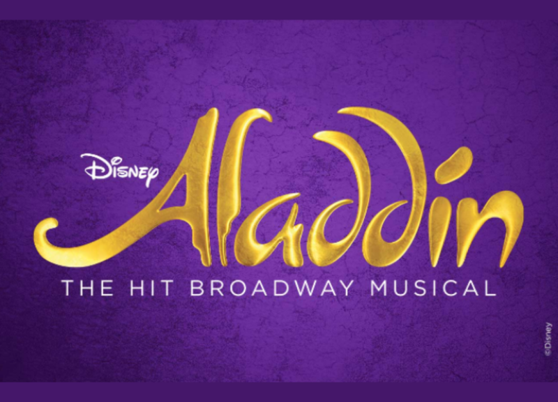 Image is a poster that say's "Disney, Aladdin, The Hit Broadway Musical".