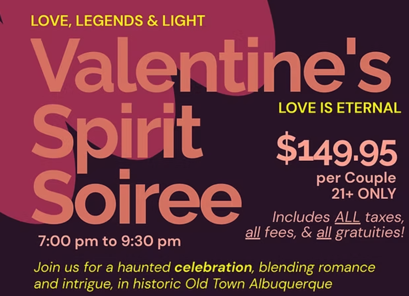 A flyer advertising the Valentine's Spirit Soiree.