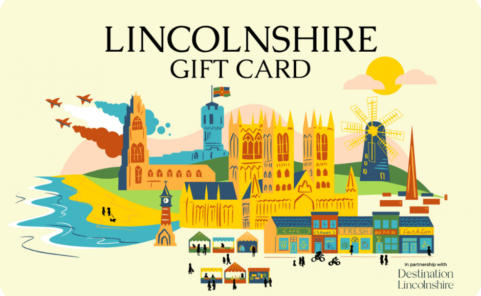 A mockup of the Lincolnshire Gift Card artwork