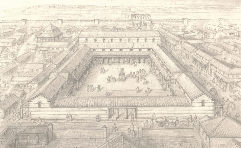 An old drawing of Lincolnshire Bailgate