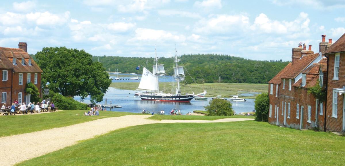 Old boat on Beaulieu River at Bucklers Hard in the New Forest