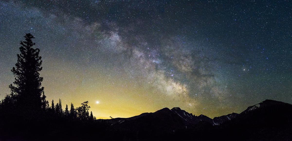 milky way over bear lake in rocky mountain national park