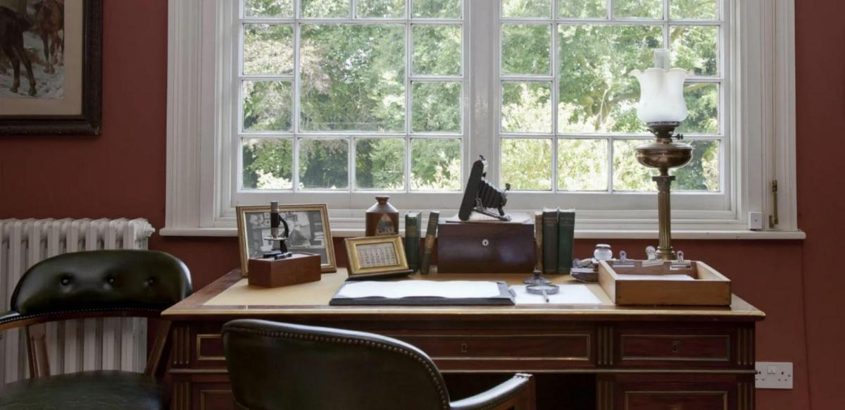 A Victorian study at Thomas Hardy's house, Max Gate, in Dorchester, Dorset