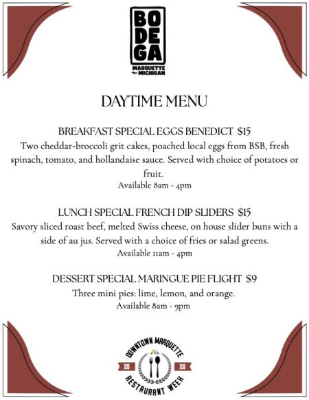 Bodega Restaurant Week Menu