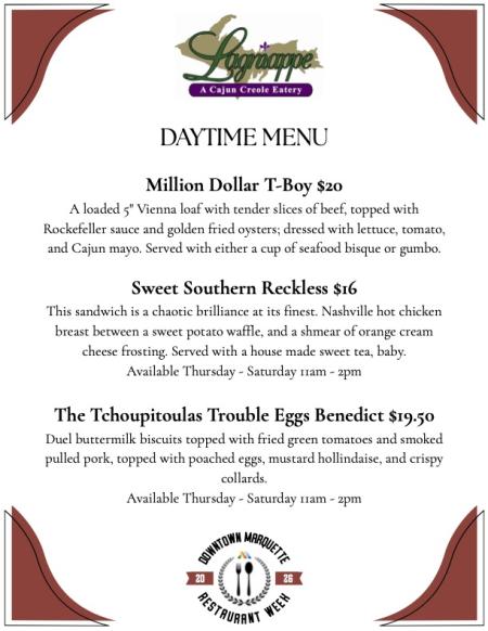 Lagniappe Restaurant Week Menu