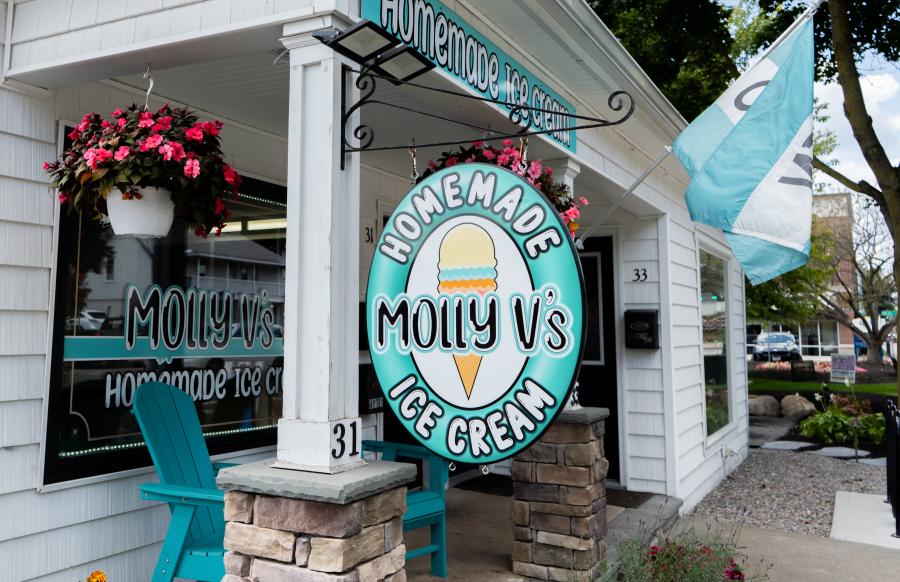 Exterior of Molly V's Homemade Ice Cream, Victor