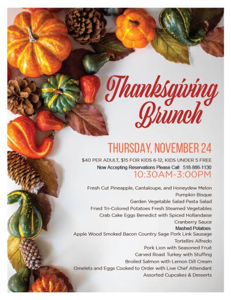 Diamond Club Thanksgiving Menu 2022