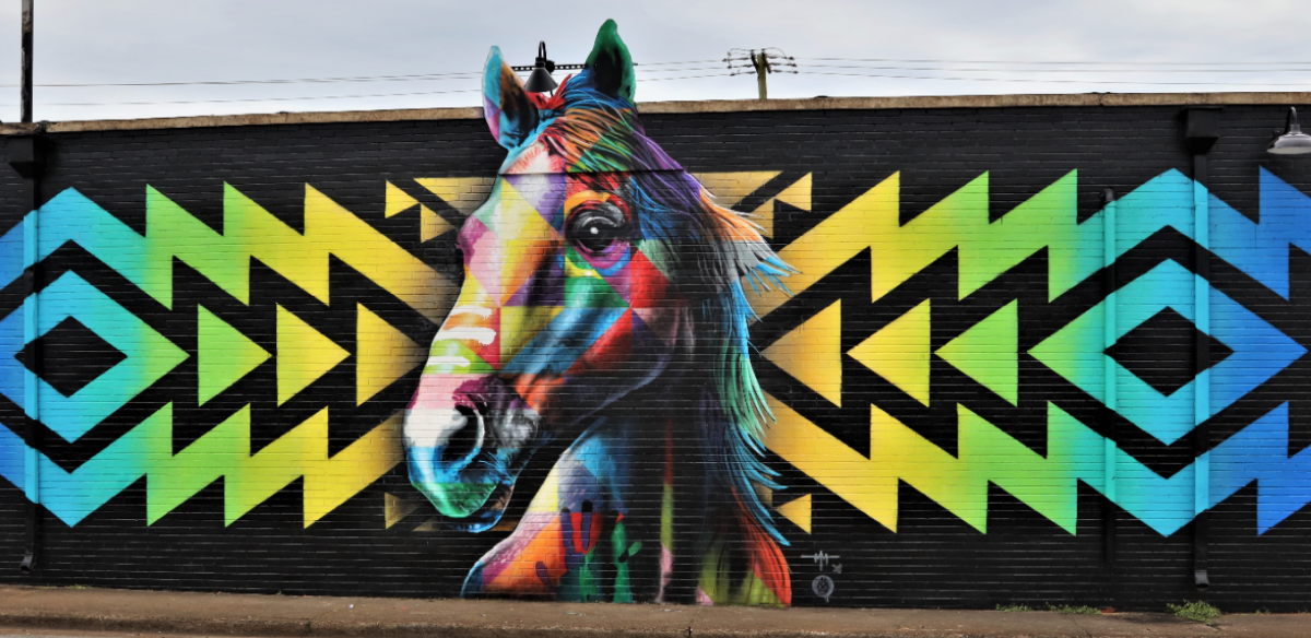 Rainbow horse mural in Decatur.