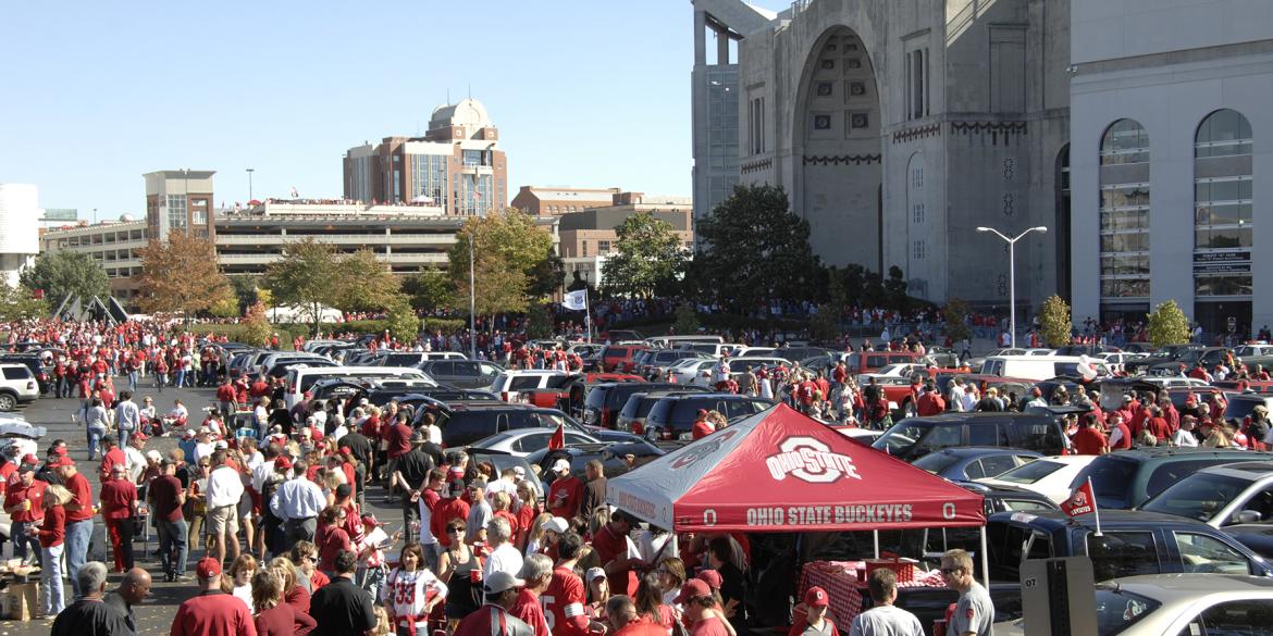 View of Ohio Stadium on a gameday in Columbus.