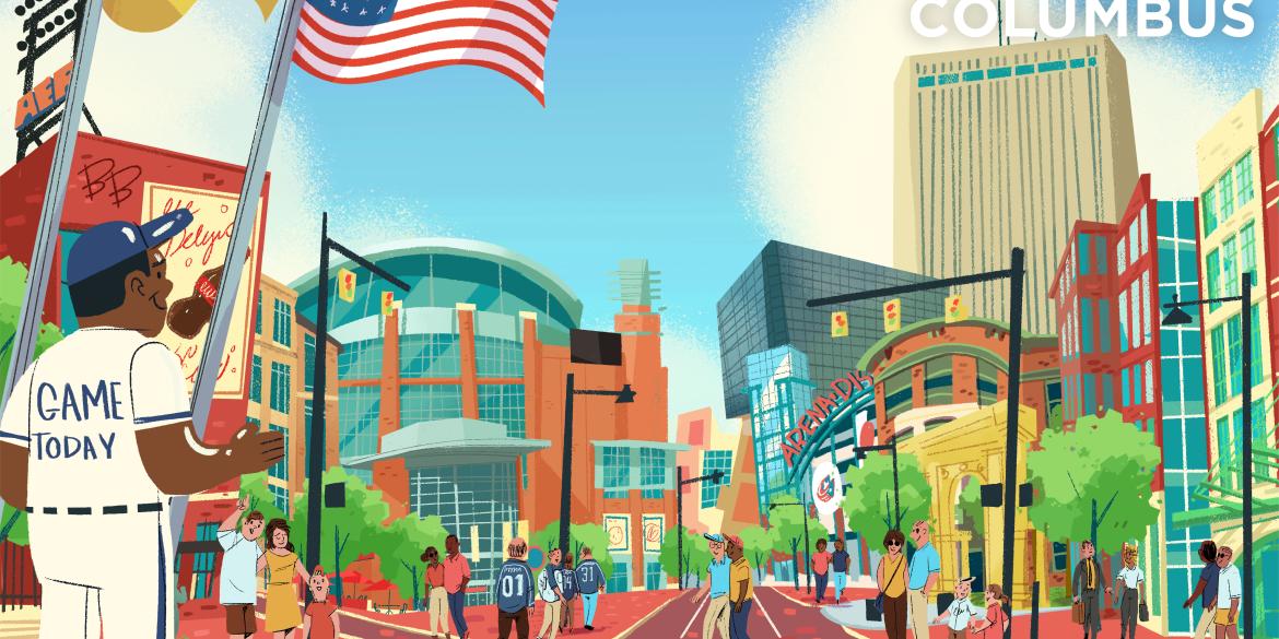 Arena District illustrated graphic