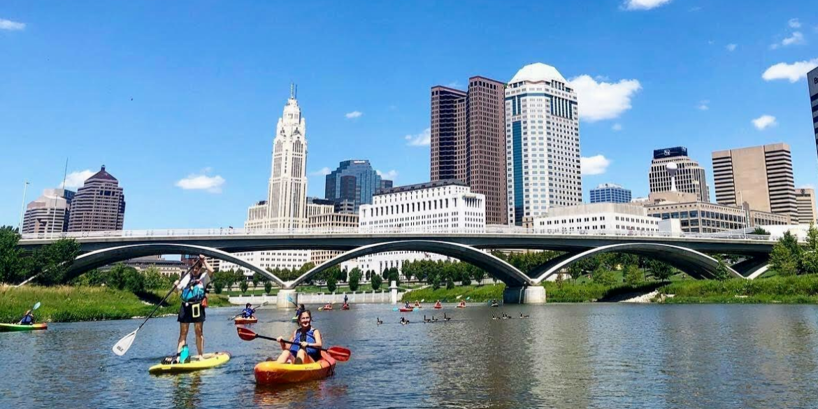 Kayak and paddle boarding on Scioto River