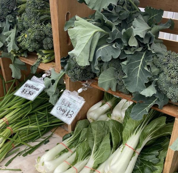 Fresh vegetables at a farmers market.