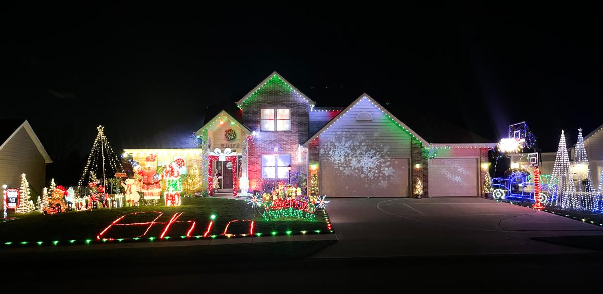 Holiday lights on display at 12913 Bordeaux Place in Fort Wayne