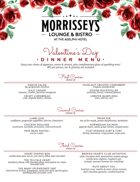 Valentine's Day restaurant menu